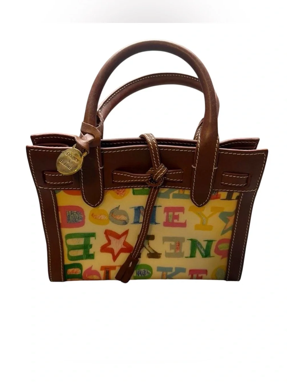 Dooney & Bourke graffiti signature multicolor coated handbag.